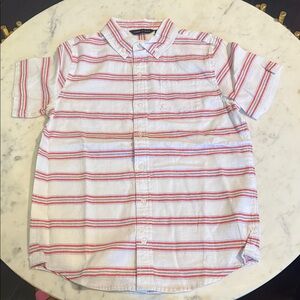 Janie and Jack Red and White Striped Button Down Shirt